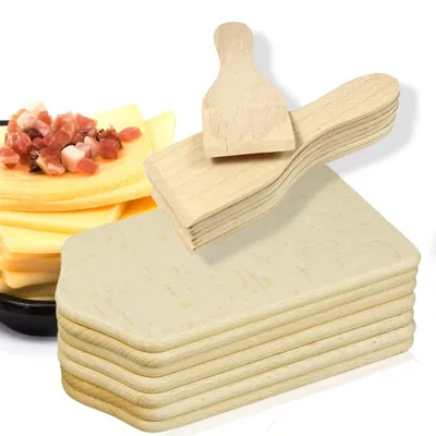 Productafbeelding van Raclette-set met 8 raclette-schrapers en 8 houten onderzetters