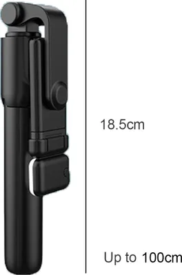 Produktbild von Ausziehbarer Selfie-Stick mit kabelloser Fernbedienung und Stativ, tragbar, mit Licht -1 m,black