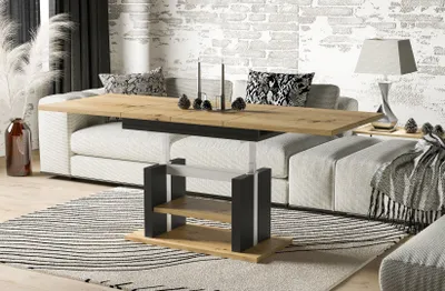 Produktbild von Endo-Möbel Couchtisch Dior 110cm erweiterbar auf 170cm höhenverstellbar Doppellift modern Tisch (Artisan Eiche)