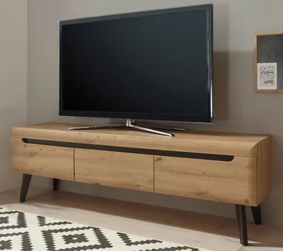 Produktbild von TV-Lowboard "Ronson" in Artisan Eiche und schwarz TV-Unterteil skandinavisch
