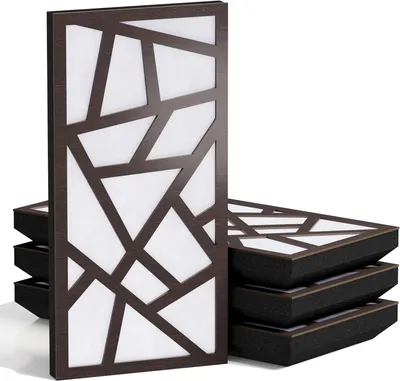 Obrázok produktu pre Sada 10 kusov úzkych akustických panelov SKYROSS-F, materiál: zamat, rozmer: 50 x 25 cm, farba: wenge/biela