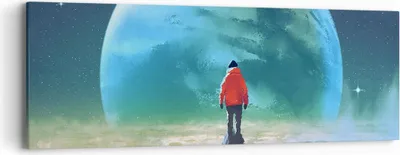 Produktbild von Bild auf Leinwand - Leinwandbild - Mann Planet - 90x30cm - Wand Bild - Wanddeko - Wandbilder - Leinwanddruck - Bilder - Kunstdruck - Wanddekoration - Leinwand bilder - Wandkunst - AB90x30-3869