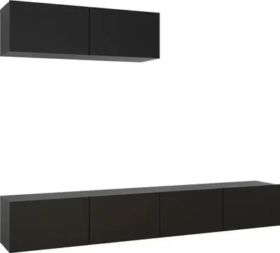 Image de vidaXL Armoires TV 3 pcs. noir bois composite
