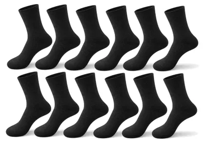 Immagine prodotto di 12 paia di calzini da donna e da uomo in cotone – senza elastico, non stringono, comoda fascia in vita, antiscivolo, nero/39-42