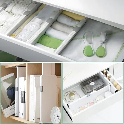 Produktbild von Set von 5 Kunststoff-Schubladenteilern - verstellbar - Organisation - 28-44 cm