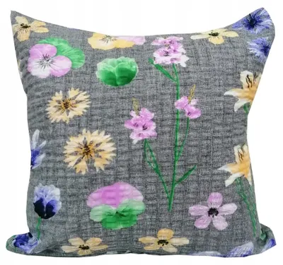 Obrázok produktu pre Poťah na vankúš, vankúšový obal, 40x40 cm, kvetinový vzor, sivý