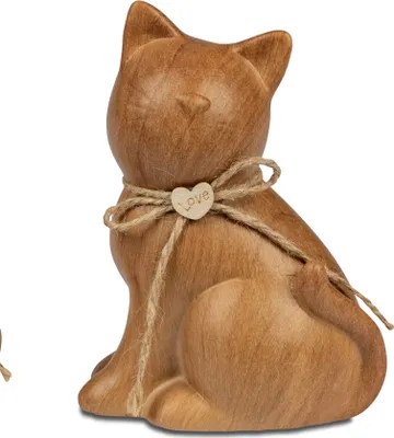 Produktbild von Dekofigur Katze HOLZOPTIK sitzend H. 15cm braun Steingut Formano