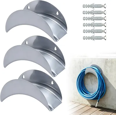 Imagen del producto de Soportes de pared para mangueras, juego de 3 unidades, 27 x 11,5 cm, para mangueras de jardín