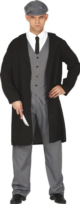 Produktbild von Gangsteroutfit 20s Karneval Retro Herrenmode Mantel, Größe: 46 - 48 (S) Farbe: Schwarz