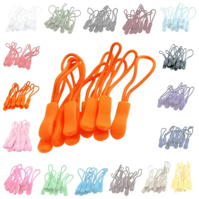 10 Zipper Schlaufen für Reißverschlüsse orange