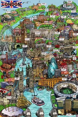 Obrázok produktu pre London Sketch: Pamätihodnosti – 61 x 91,5 cm – Plagát