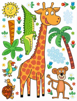 Produktbild von Sanders & Sanders Wandtattoo Dschungeltiere Grün, Orange und Blau - 600242 - 65 x 85 cm