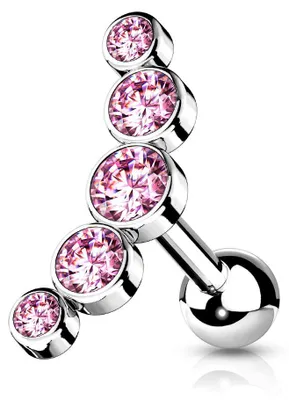 Produktbild von Helix Piercing „5 Kristalle gebogen“ Pink