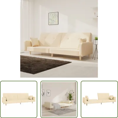 Produktbild von The Living Store Schlafsofa 2-Sitzer mit 2 Kissen Creme Stoff