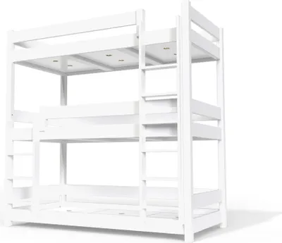 Produktbild von Etagenbett 3 Plätze 90X190 holz ABC - Weiß