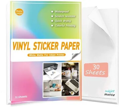 Productafbeelding van Dailygoods- Stickerpapier Waterdicht - A4 - 30 Vellen - Zelfklevend PVC - Voor Inkjet/Laserprinter - Houdt Inkt Vast - Vinylstickers