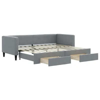 Produktbild von vidaXL Tagesbett Ausziehbar mit Schubladen Hellgrau 80x200 cm Stoff