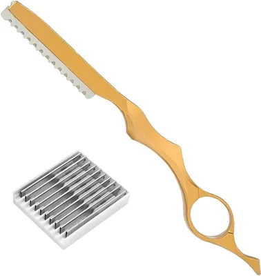 Imagen del producto de Kit de corte de pelo con 10 cuchillas de acero inoxidable, tijeras ergonómicas, ideal para salones de belleza y uso doméstico