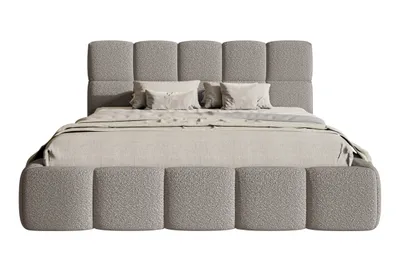 Produktbild von Selsey Cloudy - Bett mit Polsterrahmen, Boucle-Bezug in Grau, 140 cm