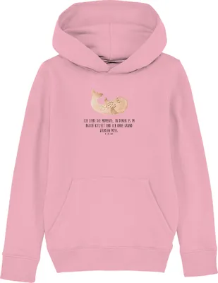Produktbild von Mr. & Mrs. Panda Kinderpullover Robbe Liegen 9-11 Jahre (134/146) - Baumwolle Pink - Geschenk, Lustige Sprüche, Nordsee, Hoodie, Pullover, Kapuzenpulli, Sweatshirt, Ostsee