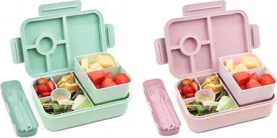 Obrázok produktu pre Bugucat Lunchbox Detský obedový box Bento Box Obedový box 1300ML 2Set s 5 priehradkami Súprava príborov Bez BPA
