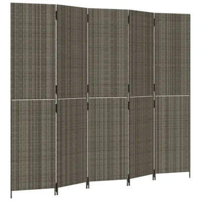 Zdjęcie produktu dla vidaXL Paravent 5-tlg. Grau Poly Rattan