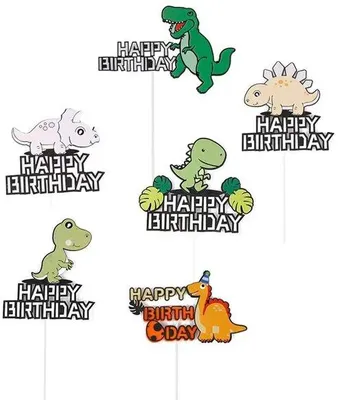 Image de Décorations de gâteau sur le thème des dinosaures pour fêtes d'anniversaire - Lot de 6 pièces - Sûres et non toxiques