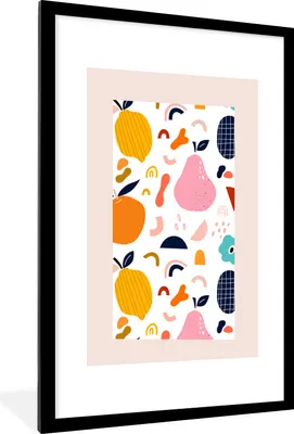 Produktbild von MuchoWow® Gerahmtes Poster Pastell - Obst - Zitrone - Lebensmittel 60x90 cm - Poster mit Schwarzem Bilderrahmen Wandposter Rahmen Foto Bilder - Dekoration - Wandposter Wohnzimmer - Hochwertig