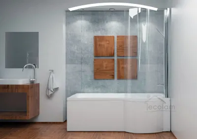 Produktbild von ECOLAM Duschbadewanne Set Badewanne + Glasabtrennung Duschwand Eckbadewanne I-Besco 170x70 RECHTS Schürze Ablaufgarnitur Füße Silikon