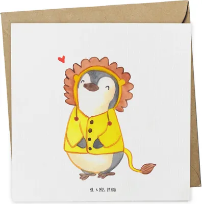 Produktbild von Mr. & Mrs. Panda Grußkarte Löwe Astrologie - Weiß - Geschenk, Sternzeichen, Klappkarte, doppelkarte, Geburtstagsgeschenk, anlasskarte, Tierkreiszeichen, faltkarte