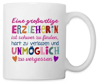 Produktbild von Spreadshirt Großartige Erzieherin Danke Geschenk Tasse, One size, Weiß