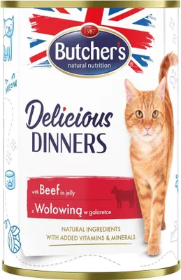 Produktbild von BUTCHER'S Delicious Dinners Rindfleischstückchen in Gelee - Katzennassfutter - 400g