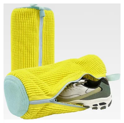 Produktbild von 2 Stück Schuhwaschbeutel für die Waschmaschine, Sneaker-Waschbeutel, Wäschenetz für Schuhe, Verdickter Schuhbeutel mit 360° Reinigung, Wiederverwendbarer Waschbeutel mit Reißverschluss, Gelb