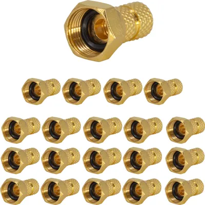 Produktbild von PremiumX 20x F-Stecker 4mm schraubbar 4,0 mm Aufdrehstecker Gold