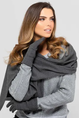 Produktbild von Kamea Szalik-05 Damen Winter Schal Grau Weich