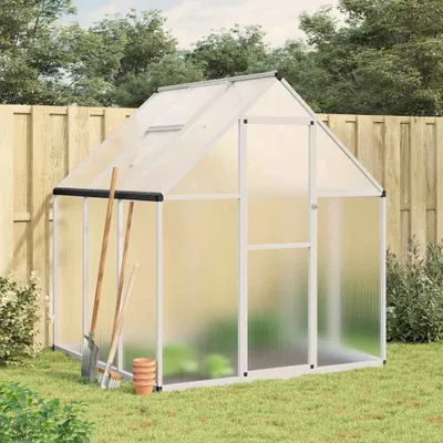 Produktbild von vidaXL Gewächshaus mit Fundamentrahmen Silbern 169x169x195 cm Alu