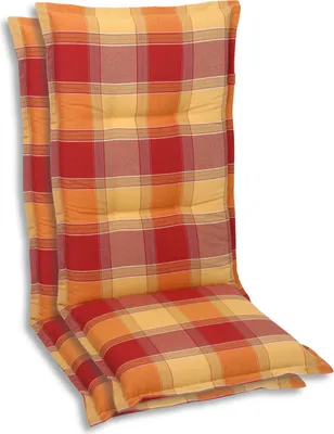 Produktbild von GO-DE Textil, Sesselauflage Hochlehner, 2er Set, Farbe: rot, Maße: 120 cm x 50 cm x 7 cm, Rueckenhoehe: 70 cm