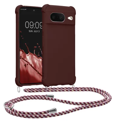 Produktbild von kwmobile Necklace Case kompatibel mit Google Pixel 8 Hülle - Cover mit Kordel zum Umhängen - Silikon Schutzhülle Bordeaux Violett