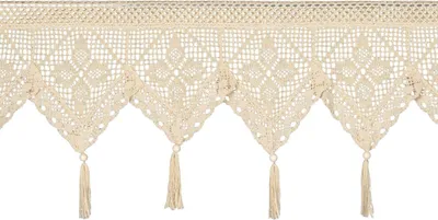 Produktbild von Eurofirany Scheibengardine Beige Spitzen Deko 30x150 cm Landhaus mit Fransen Dekoration