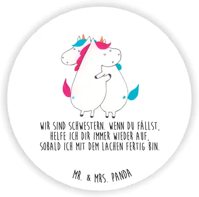 Produktbild von Mr. & Mrs. Panda magnet Einhörner Umarmen - Weiß - Geschenk, Unicorn, Kühlschrankmagnet, Freundin, Liebe, Kühlschrank, für whiteboard, pinnwand, Einhorn, BFF, Sister