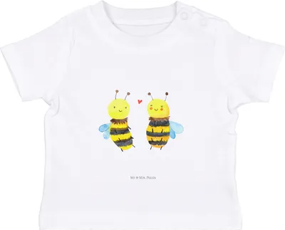 Produktbild von Mr. & Mrs. Panda Babyshirt Biene Verliebt 6. - 12. Monat - Weiß - Geschenk, Baby Jerseyshirt, T-Shirt, , Shirt, Kleinkind
