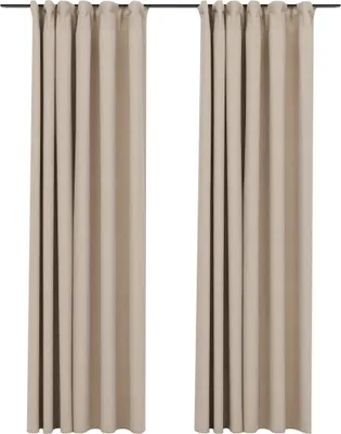 Produktbild von vidaXL Verdunkelungsvorhänge Haken Leinenoptik 2 Stk. Beige 140x245 cm