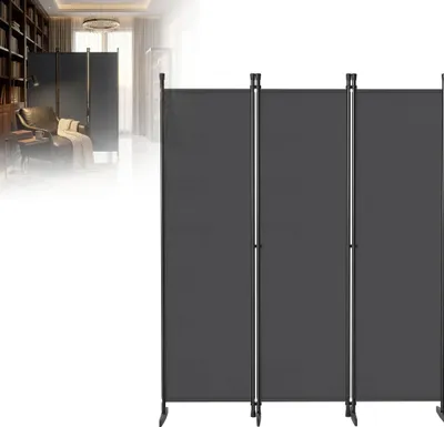 Image de LZQ Paravent Séparateur de pièce 5 panneaux 250 x 180 cm Gris foncé Autoportant Pliable – Brise-vue pour salon, chambre, bureau, jardin – Paravent espagnol Cloison de séparation