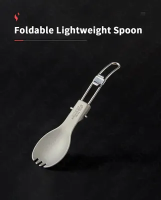 Produktbild von Campingbesteck - Klappbares Löffel- und Essstäbchen-Set - Titan - Ultraleicht - Tragbar für Outdoor und Reisen