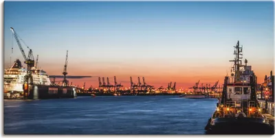 Produktbild von ARTland Leinwandbild Hamburger Hafen Größe: 100x50 cm