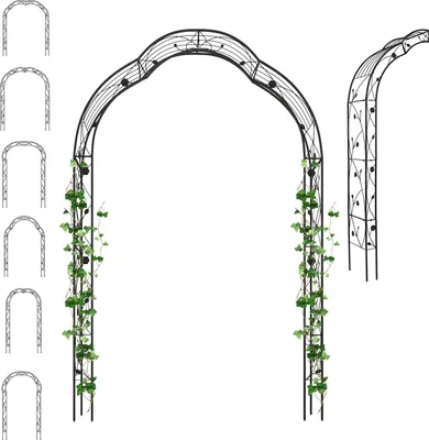 Produktbild von GOPLUS Rosenbogen aus Metall, Torbogen mit 7 wandelbaren Formen, Rankbogen Rankhilfe Gartenbogen, Metallbogen, oder als Halbbogen, Schwarz