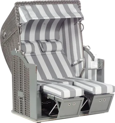 Produktbild von Sonnenpartner Classic 2-Sitzer Strandkorb Ostsee Halbliegemodell anthrazit/grau