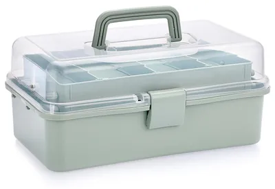 Produktbild von Stapelbare Aufbewahrungsbox mit 3 Ebenen und 7 Fächern, multifunktionalen Trennwänden, Aufbewahrungsbox zur Aufbewahrung und Organisation von Spielzeug, Bastelmaterialien und Nähzubehör.