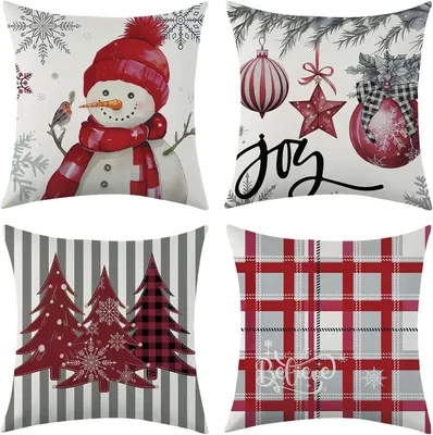 Produktbild von Weihnachtliche Kissenhüllen Velvet 50x50 cm Set 4 Stück Rot