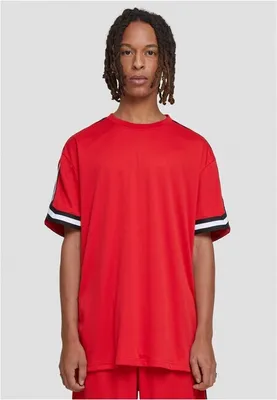 Zdjęcie produktu dla Męska koszulka Urban Classics Oversized Stripes Mesh Tee, kolor: cityred, rozmiar: L